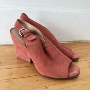 Naturalizer Suede Wedge Sandals Womens 8.5W Slingback Peep Toe Boho Romantic